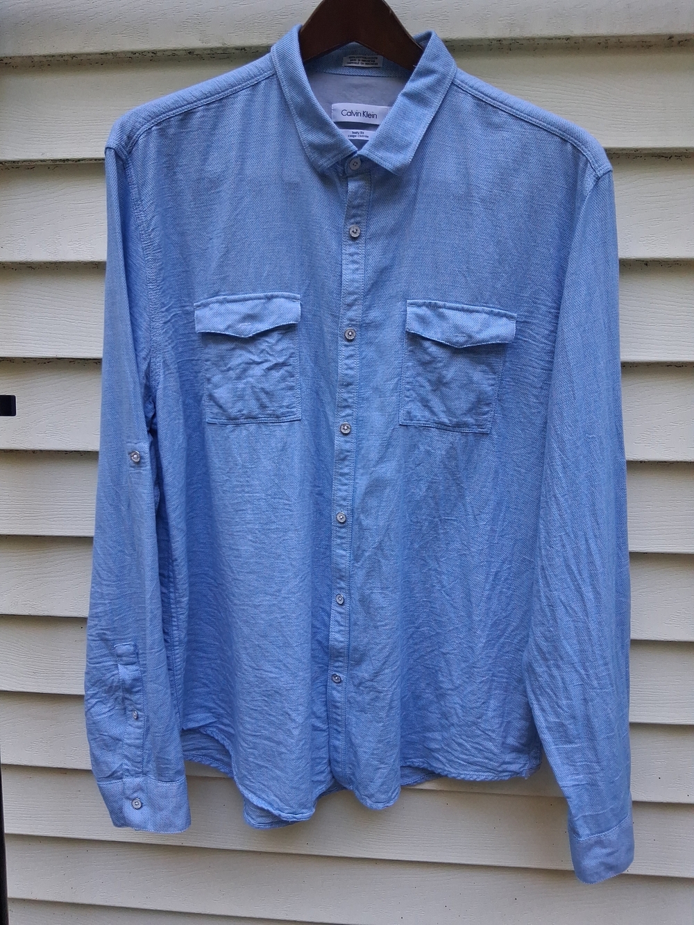 Calvin Klein Men's Body Fit Button-Down Shirt Size XL 100% Cotton